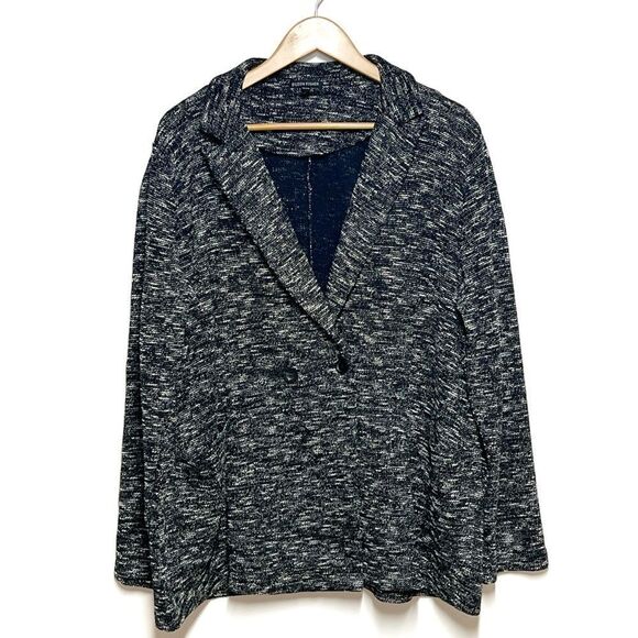 Eileen Fisher Double Breasted Tweed Knit Notch Collar Marled Button Blazer XL - Picture 2 of 7